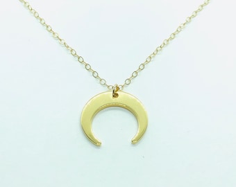 Jaime 14 karat Gold Crescent Moon Necklace | Gold Necklace With Half-Moon Charm | Celestial Jewelry For Women | Minimalist Necklace