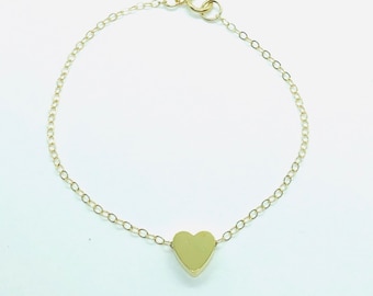 Love is Love 14 karat Gold Heart Pendant Bracelet | Gold Heart Bracelet | Love Bracelet | Heart Jewelry For Women | Valentine's Gift