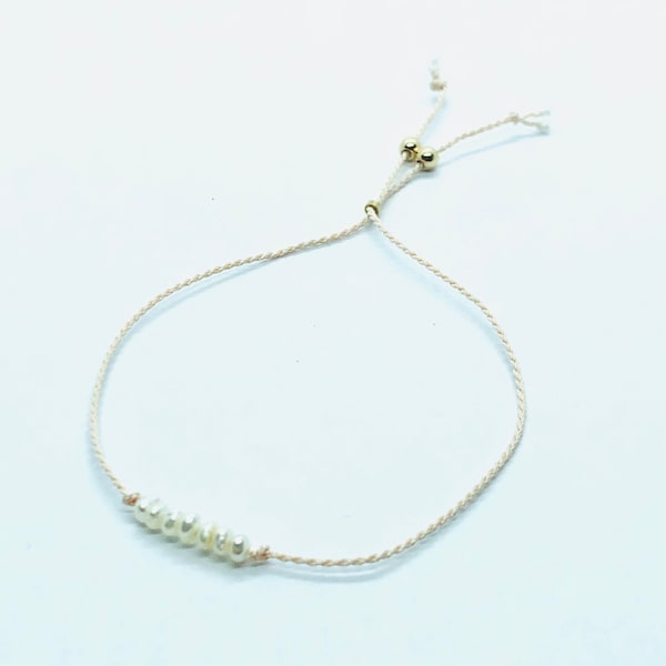 Freshwater Pearl Adjustable Silk Bracelet | Natural Pearl Bracelet | Wedding Jewellery | Dainty Pearl Bracelet | Gift For Her