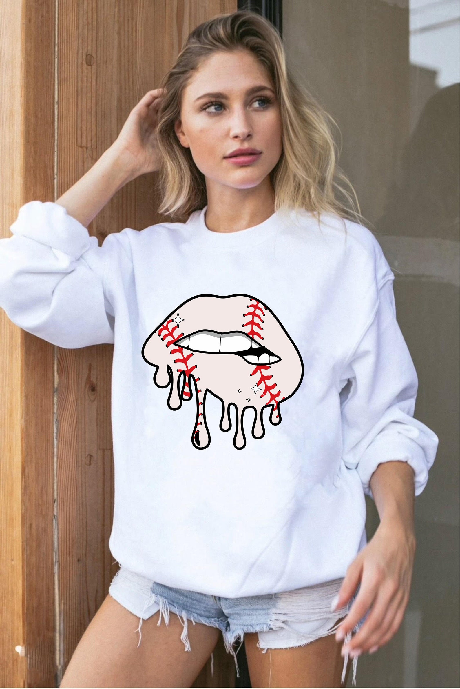 Baseball Drip Lips t shirt or pullover Etsy