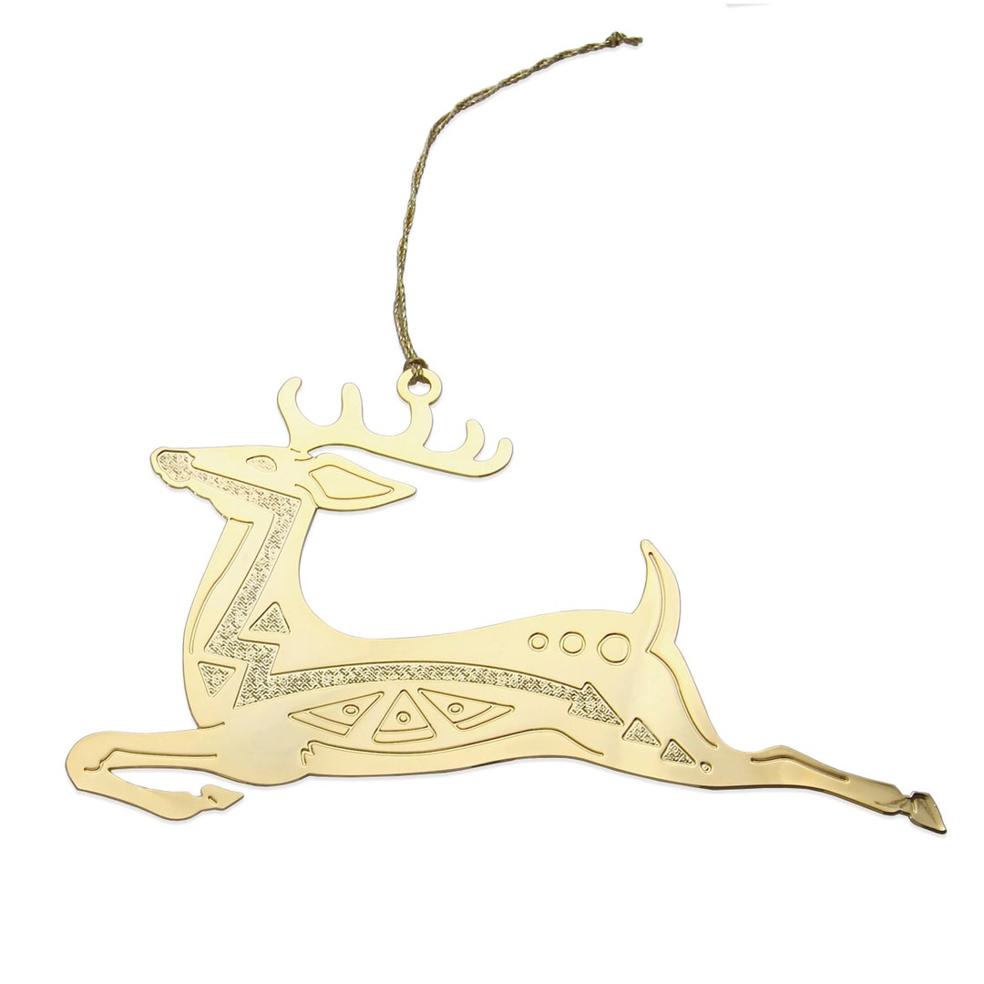 Gold Reindeer Ornament Etsy