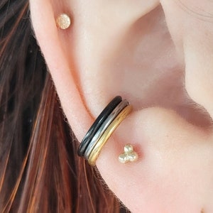 G23 Titanium Triple Stacked Tricolor 12mm Conch Earring, Three Tone Titanium Conch Clicker Hoop, gold silver black conch hoop, labret, helix