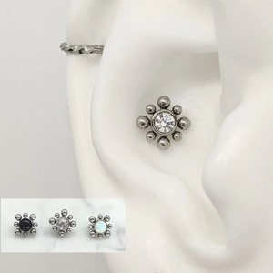 Encircle Labret, Conch Labret, Stainless Steel Conch Earring, 16 guage, Internally Threaded Flat Back labret, Conch Jewelry, Helix, Tragus