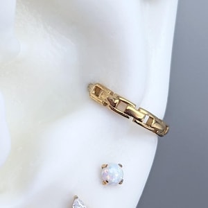 Square Chain Link Conch Hoop, 316L Stainless Steel Conch clicker hoop earring, 10mm conch jewelry, Gold Conch Hoop, septum, helix, tragus