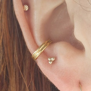 G23 Titanium Gold Conch Earring, Double smooth stacked conch hoop, 12mm conch clicker, conch jewelry, conch piercing, helix, tragus, daith