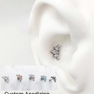 ASTM F136 Titanium Marquise Fan Conch Earring, Conch Labret, Internally threaded Labret, 16 guage, 8mm post, Conch Jewelry, helix, tragus