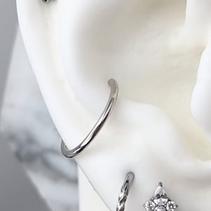 14k Weißgold Basic Glatte Conch Hoop, 10 mm Hoop, 12 mm Hoop, 16guage, Weißgold Conch Clicker Hoop Ohrring, Helix, Daith, Septum