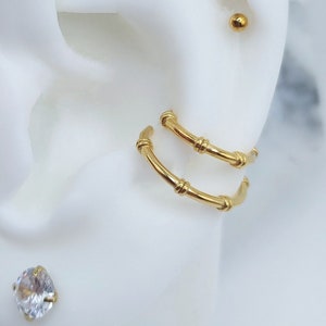Argola de concha de ossos de aço inoxidável 316L, anel de costura de concha de ouro, brinco de concha de 14 mm, joias de piercing de concha, hélice, septo, daith