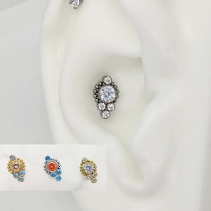 Peacock Sun Conch Labret, ASTM F136 Titan Labret, Opalmuschelohrring, mit Innengewinde, hypoallergener Muschelschmuck, Helix, Tragus