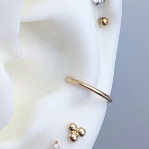 14k Yellow Gold Basic Smooth Conch Hoop, 10mm hoop, 12mm hoop, 16 guage, gold conch clicker hoop earring, helix, daith, septum