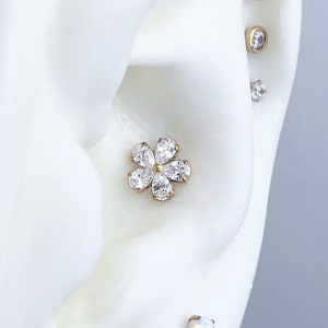 ASTM F136 Birnen Blume Titan Conch Ohrring, Conch Labret, Labret mit Innengewinde, 16 guage, Conch Piercing Schmuck, Helix, Tragus