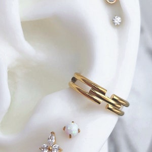 Anneau de conque lisse ASTM F136 en titane, boucle d'oreille conque, anneau à cliquet double conque, anneau de conque en or, anneau de couture à cliquet, hélice, septum