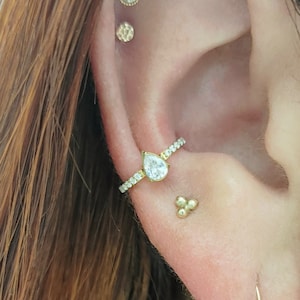 G23 Titanium Gold Conch Clicker, Teardrop Gem, 12mm conch earring, 16guage, 10mm, conch hoop, conch jewelry, helix, daith, septum