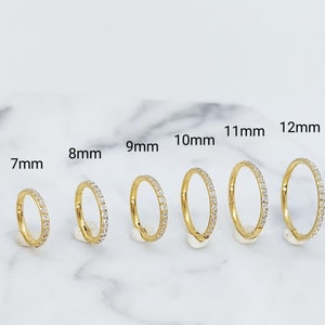 Titan Muschel Ohrring, Gold Muschel Ohrring, Juwel Clicker-Hoop, Größen 6-12, 7 mm Hoop, 9 mm Clicker Hoop, 11 mm Clicker Hoop, Helix, Tragus