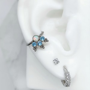 ASTM F136 Titanium Captive Bead Ring, CBR, opal conch hoop, conch earring, 12mm conch hoop, 14mm conch hoop, 16mm conch hoop, helix, tragus