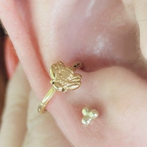 G23 Titan Honey Bee Conch Creolen, 16 guage, 10mm Durchmesser, 12mm Gold Conch Clicker Creolen, Conch Schmuck, Knorpel Creolen