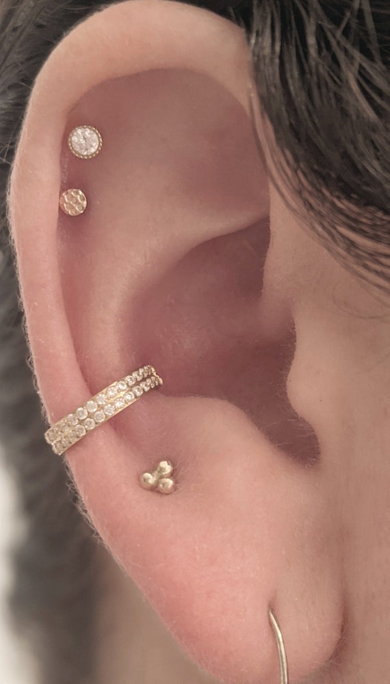 18G Double Nose Ring Hoop | Helix earrings, Nose hoop, Conch earring