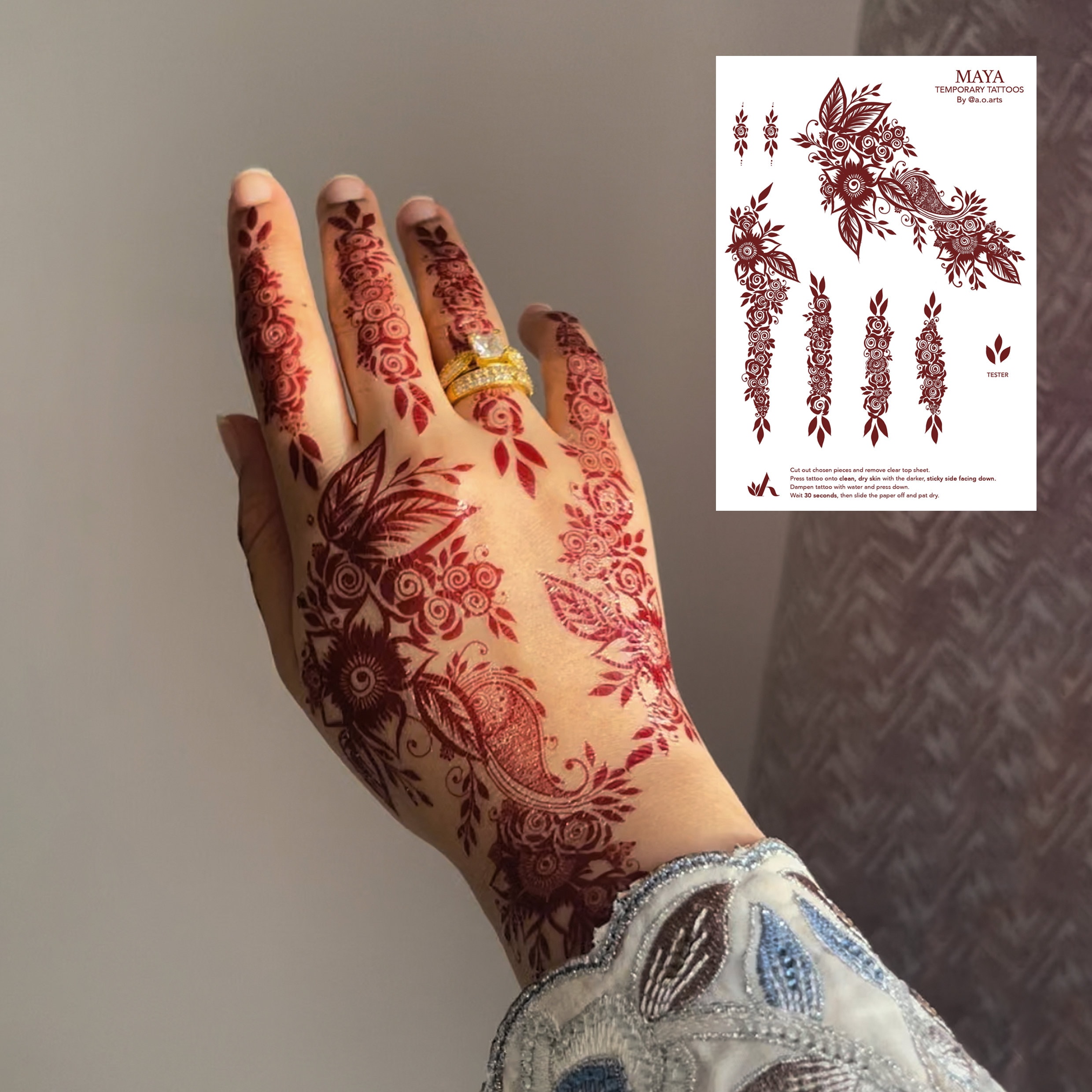 White Henna Stickers Mehndi Flower Hand Womens Tattoo Kit Wedding Shadi  Lace Art 