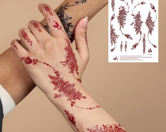 Red Henna Tattoo: FLORAL