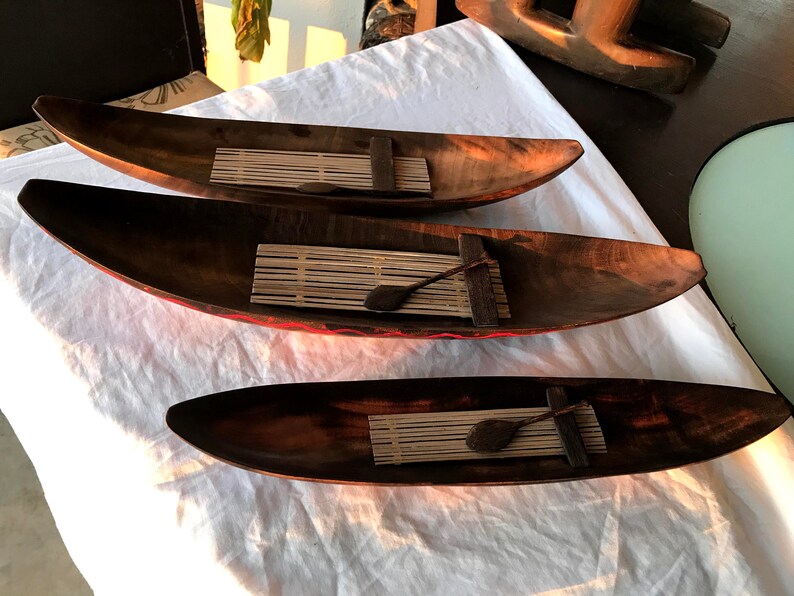 Hand carved wooden dugout canoe absolutely beautiful design Etsy