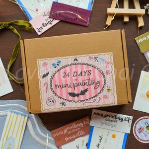 Mini Calendario de Adviento de Pintura - Calendario de Adviento de 24 días - Kit de regalo para artistas - Exclusivo de Navidad