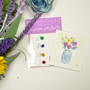 Mini Malset- Einmachglas Blumen| Aquarellfarbe, Aquarellfarbe Kit, DIY Aquarell, Anfänger Farbe Kit, Künstler Kit Kinder, Blumenstrauß