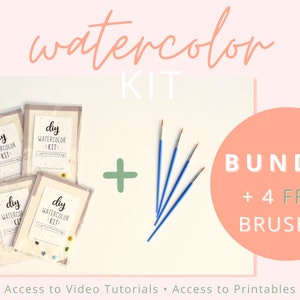 DIY Watercolor Painting Kit BUNDLE + 4 FREE Brushes!