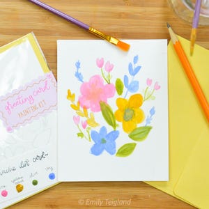 Kit de peinture aquarelle pour carte de voeux - Fleurs