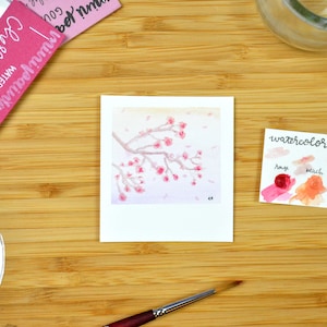 ミニ絵画キット - 桜 | ガッシュ絵の具、水彩画キット、DIY 水彩画、初心者用ペイントキット、子供用アートキット、日本の花、ドットカード