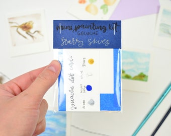 Kit de pintura mini gouache "Cielos estrellados" – Set de arte para principiantes