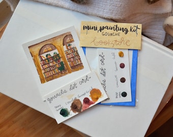 Mini Painting Kit- Bookstore | cozy art kit, bookish craft kit, library painting kit, fall watercolor paint, fall book aesthetic kit