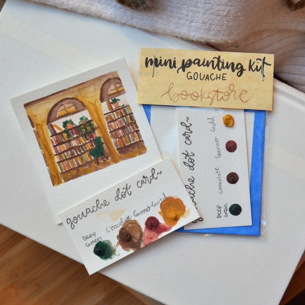 Mini Painting Kit- Bookstore | cozy art kit, bookish craft kit, library painting kit, fall watercolor paint, fall book aesthetic kit