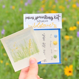 ミニ絵画キット - 野生の花| ガッシュ絵の具、水彩画キット、DIY水彩画、初心者用絵の具キット、子供用アートキット、花柄、自然の花