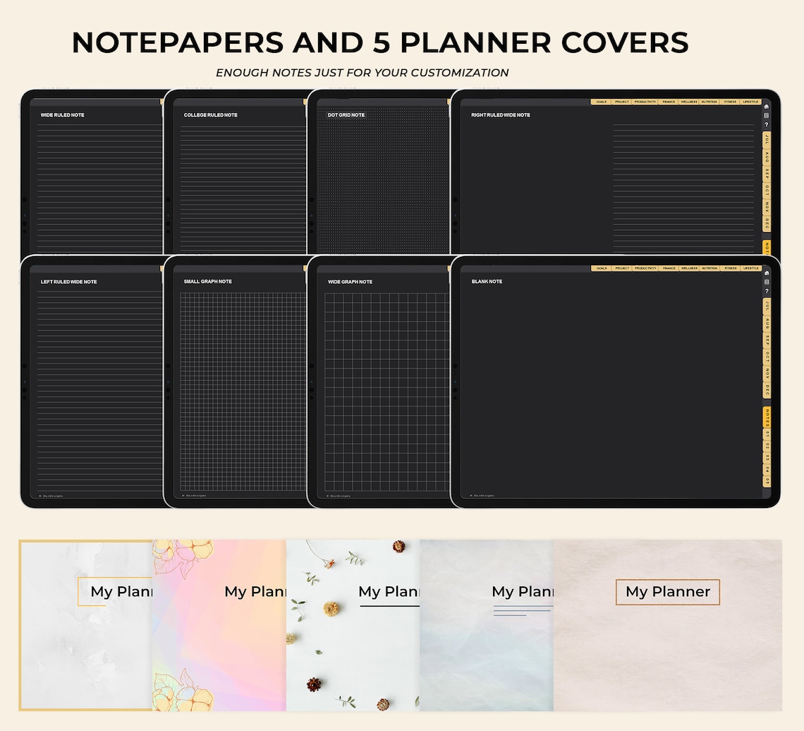 Dark Mode Digital Planner Jul Dec 2021 Dated Daily Planner Etsy
