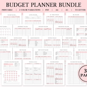 12 Month Pink Monthly Budget Planner Financial Journalmonthly Budget Sheet  Paycheck Budgetbiweekly Budgetfinance Binderbudget Planning 