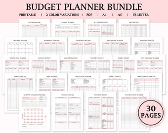 Budget planner printable, Financial planner printable, Budget template, Paycheck budget, Bi-weekly, Debt, Income tracker, A4, A5, US Letter