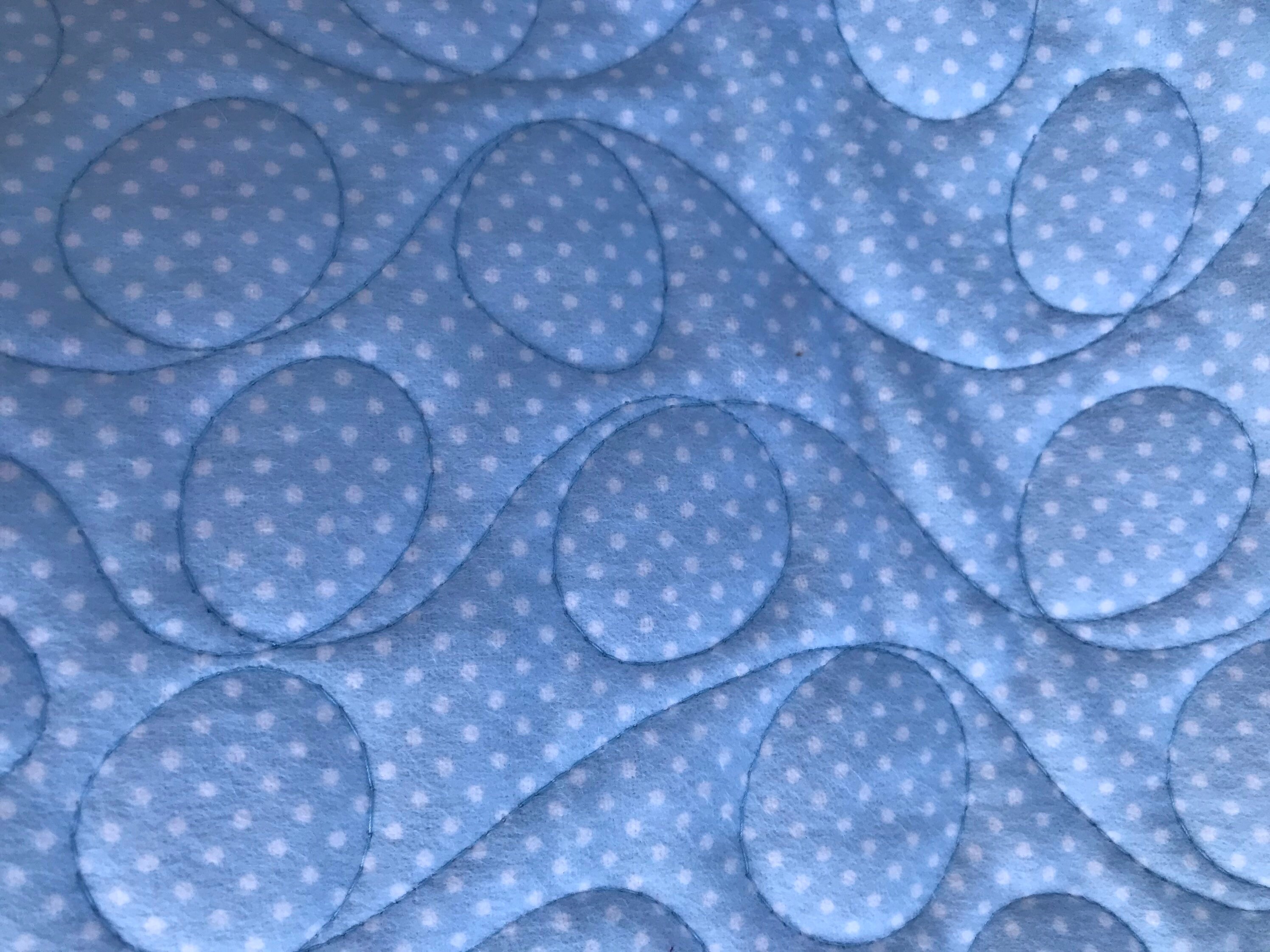 Quilted little circles with brown teddy bears inside each circle and