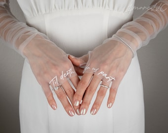 White Pleated Tulle Bridal Gloves – Custom Fit & High-Quality DTF Printing