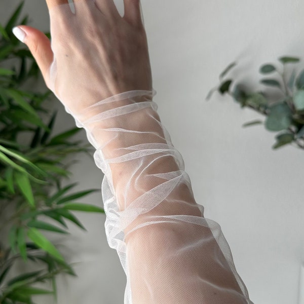 Bridal/Wedding Gloves/Sleeves. Sheer Fingerless, removeable off shoulder.