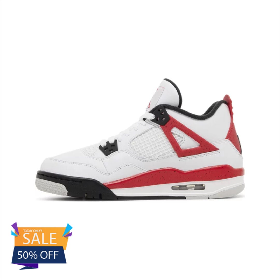 Shoes GS Air Jordan 4 Retro Red Cement Air Jordan 4 Retro Etsy