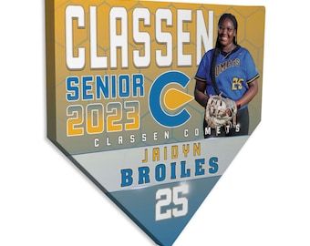 Custom Softball Home Plate Canvas, Personalized Team Gift