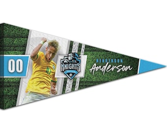 Gepersonaliseerde voetbal / voetbal / lacrosse canvas wimpel, senior, speler, coach cadeau