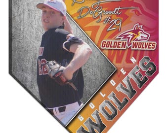 Lienzo personalizado de béisbol o sóftbol, regalo con foto del equipo, arte del home