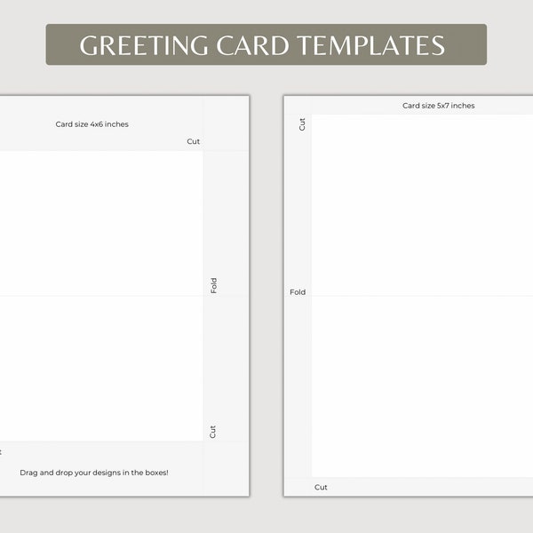 Greeting Card Template, 4x6 and 5x7 inches Foldable Cards, Blank Card Template, Drag and Drop Card template, Use on Canva