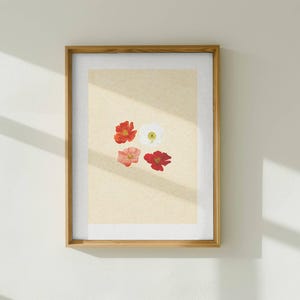 Cute Poppy Digital Wall Art, Printable Poppies Floral Artwork for Home, Living Room, or Bedroom, Trendy Cottage Core Aesthetic Digital Print