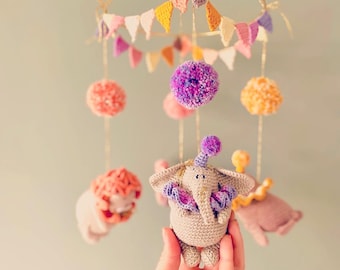 Crochet pattern (US terms) - Mobile with Circus Animals