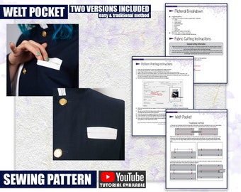 Welt Pocket Cosplay Fashion Costume Sewing Pattern/Downloadable PDF File