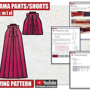 M L XL Hakama Pants and Shorts Sewing Pattern/Downloadable PDF and Tutorial Book