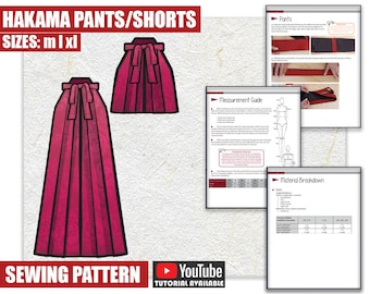 M L XL Hakama Pants and Shorts Sewing Pattern/Downloadable PDF and Tutorial Book