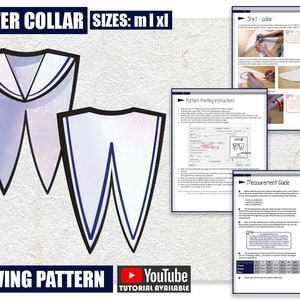 M L XL Seifuku Jester Collar Sewing Pattern/Downloadable PDF and Tutorial Book